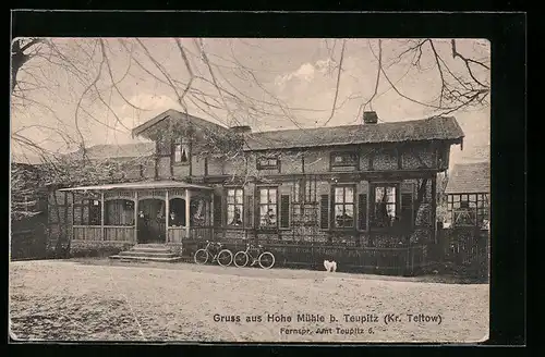 AK Teupitz /Kr. Teltow, Gasthaus Hohe Mühle, Frontansicht