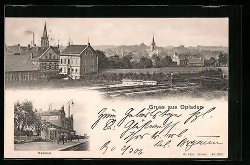 AK Opladen, Totalansicht, Bahnhof