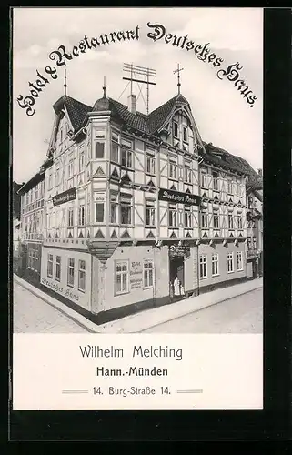 AK Hann.-Münden, Hotel & Restaurant Deutsches Haus, Bes. Wilhelm Melching