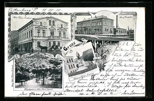 AK Falkenburg, Hotel Kaiser Friedrich, Konzergarten, Kgl. Weberschule