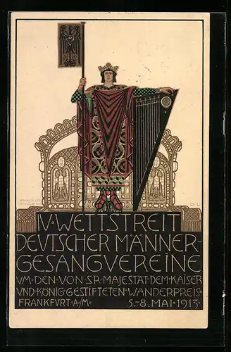 Künstler-AK Frankfurt a. M., IV. Wettstreit Deutscher Männer-Gesangvereine 1913