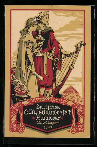 Künstler-AK Hannover, Deutsches Sängerbundesfest 23.-26. August 1924