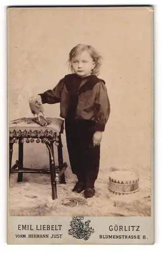 Fotografie Emil Liebelt, Görlitz, Blumenstr. 8, Kleiner Junge und sein Spielzeug