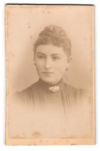 Fotografie Carl Koch, Dessau, Cavalier-Str. 40, Portrait einer hübschen Frau mit Tauben-Brosche