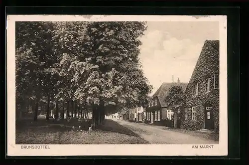 AK Brunsbüttel, Strasse am Markt mit Bäumen