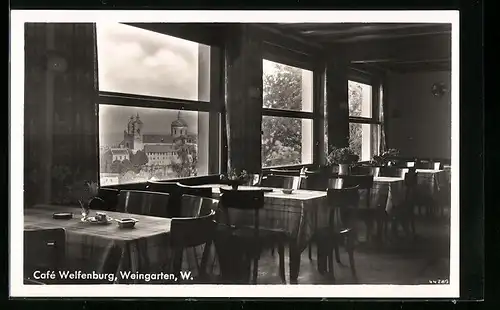 AK Weingarten / W., Cafe Welfenburg, Innenansicht