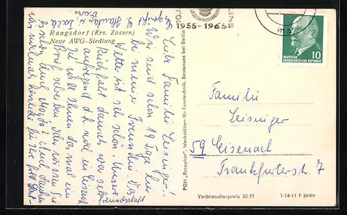 AK Rangsdorf /Krs. Zossen, Neue AWG-Siedlung