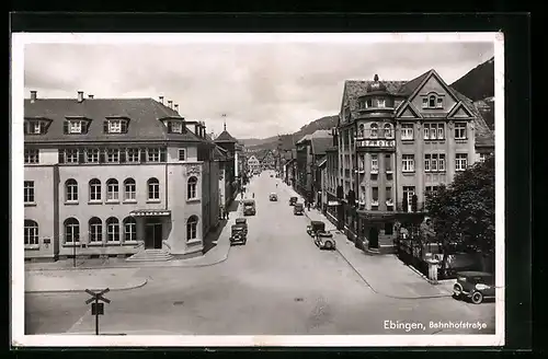 AK Ebingen, Bahnhofstrasse, Automobile