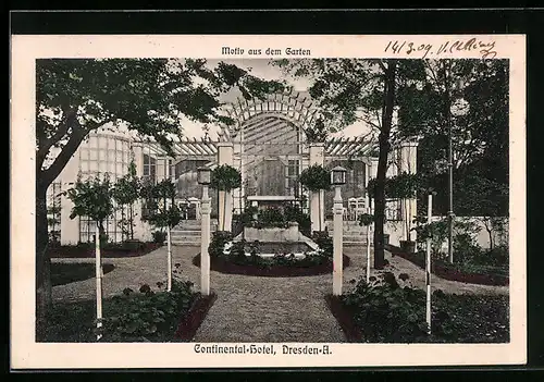 AK Dresden-A., Continental-Hotel, Garten