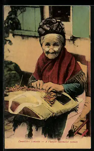 AK Dentelliere flamande, betagte Klöpplerin