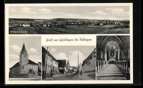 AK Geislingen bei Balingen, Gesamtansicht mit Kirche u. Strassenpartie