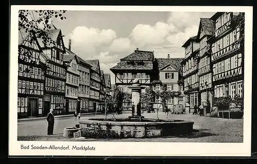 AK Bad Sooden-Allendorf, Marktplatz mit Brunnen