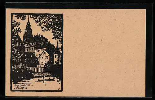 Künstler-AK Tübingen, Ortspartie