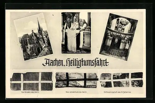 AK Aachen, Heiligtumsfahrt, der Dom und die Windeln des Herrn