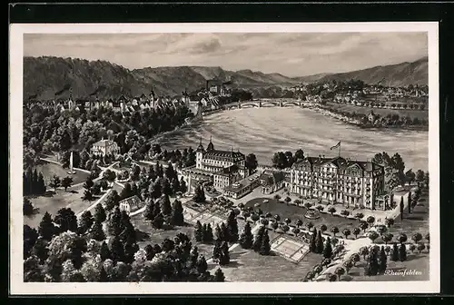 Künstler-AK Rheinfelden, Ortsansicht aus der Vogelschau