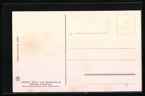 AK Habsburg, Blick in die Wohn- u. Gaststube d. Schlosses