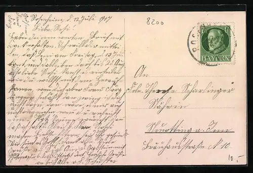 AK Rosenheim, Münchnerstrasse mit Gasthaus