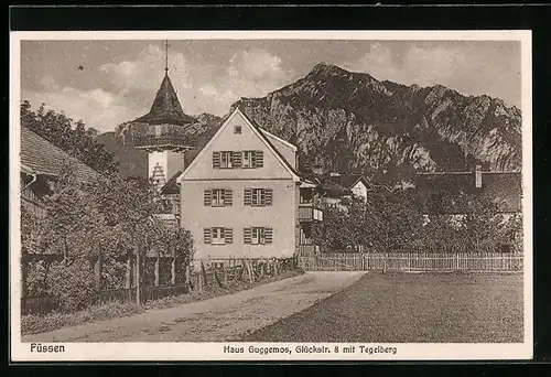 AK Füssen, Haus Guggemos mit Tegelberg, Glückstrasse 8