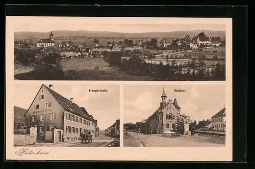 AK Heitersheim, Ortsansicht mit Hauptstrasse u. Rathaus