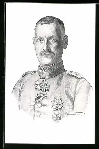 Künstler-AK Portrait von Kronprinz Rupprecht von Bayern mit EK