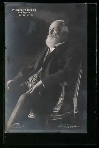 AK Prinzregent Luitpold, Altersportrait, Traueranzeige 1912