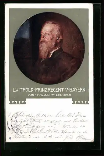 Künstler-AK Prinzregent Luitpold auf einem Bild von Franz v. Lenbach