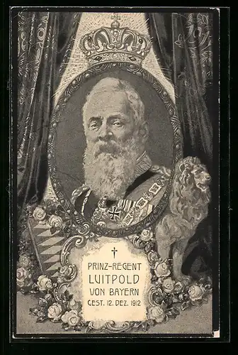 Künstler-AK Bildnis Prinzregent Luitpold von Bayern, gestorben am 12. Dez. 1912