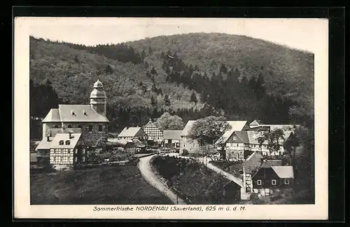 AK Nordenau /Sauerland, Ortspartie mit Kirche