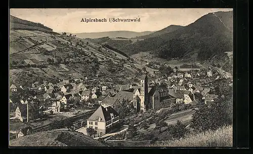 AK Alpirsbach i. Schwarzwald, Teilansicht mit Kirche