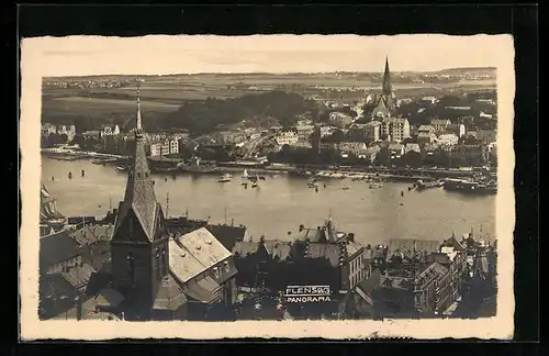 AK Flensburg, Teilansicht aus der Vogelschau