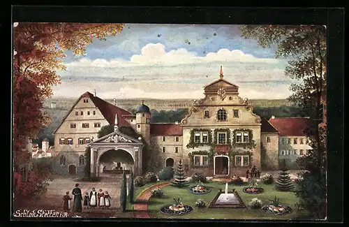 Künstler-AK Stetten i. R., Schloss mit Garten