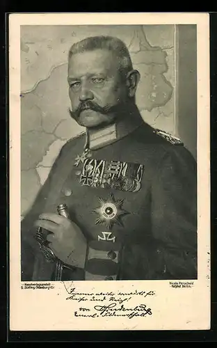 AK Paul von Hindenburg in Uniform mit Ordensspange und EK