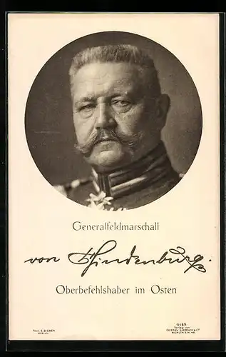 AK Portrait Generalfeldmarschall von Hindenburg in Uniform