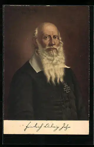 Künstler-AK Turnvater Jahn im Portrait mit Eisernen Kreuz