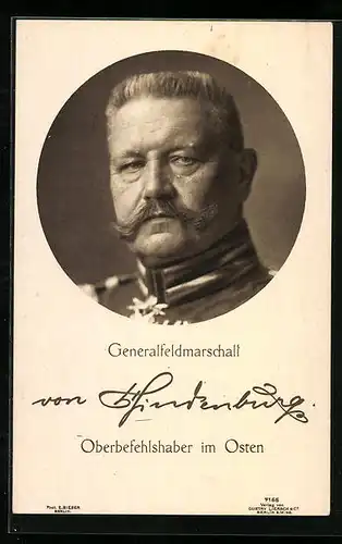 AK Portrait Generalfeldmarschall von Hindenburg in Uniform