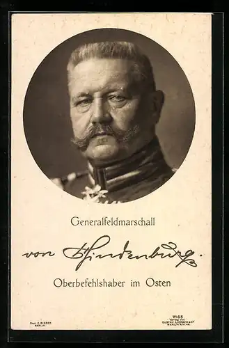 AK Portrait Generalfeldmarschall von Hindenburg in Uniform