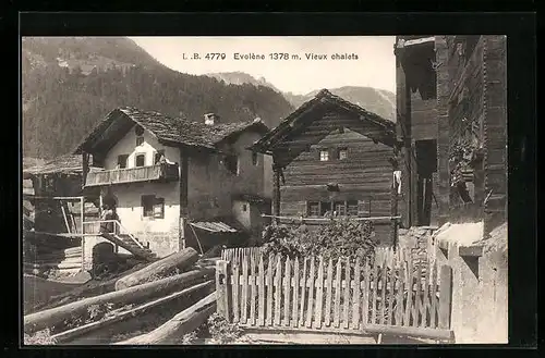 AK Evolene, Vieux Chalets, die alten Häuser im Dorf