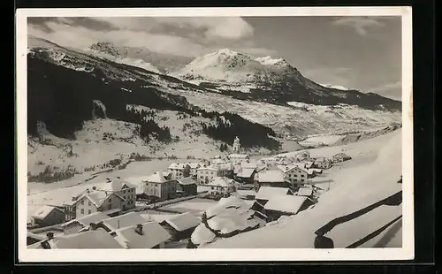 AK Tinzen im Oberhalbstein, Ortsansicht im Winter