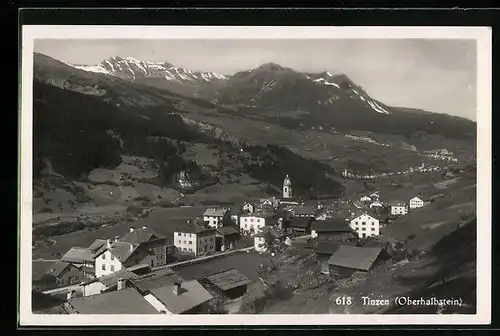 AK Tinzen /Oberhalbstein, Ortsansicht mit Umgebung aus der Vogelschau