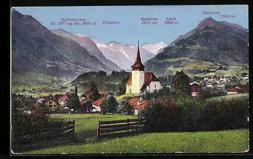 AK Frutigen, Kirche und Blick ins Kandertal