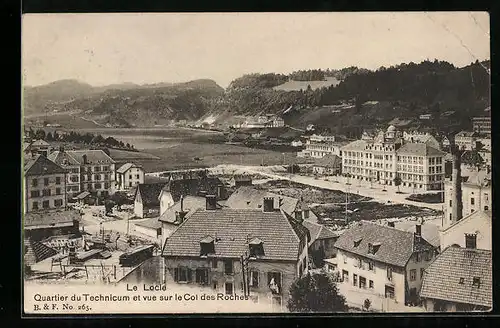 AK Le Locle, Quartier du Technicum et vue sur le Col des Roches