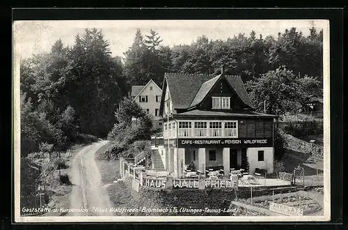 AK Brombach / Taunus, am Gasthaus Waldfriede