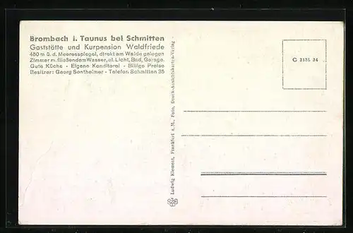 AK Brombach / Taunus, am Gasthaus Waldfriede
