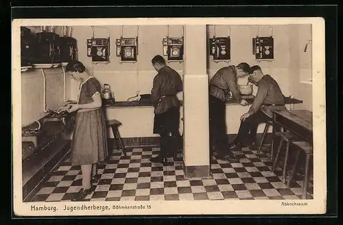 AK Hamburg-Neustadt, Küche in der Jugendherberge in der Böhmkenstrasse 15