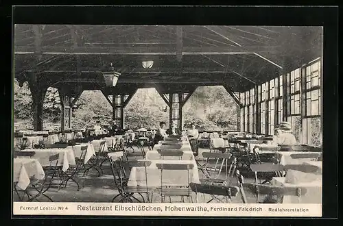 AK Hohenwarthe, schöne Terrasse i. Restaurant Elbschlösschen, Ferdinand Friedrich