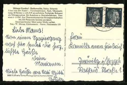 AK Rathewalde / Sächs. Schweiz, Partie am Mittagshof-Gasthof