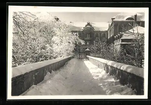 Foto-AK Schillingsfürst, Schlosswall im Winter 1941