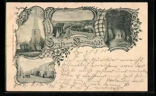 AK Barmstedt, Kirche m. Kriegerdenkmal u. Partie nach Vossloch