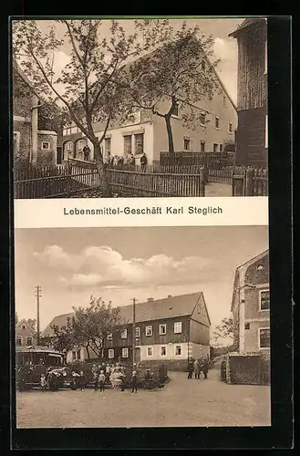 AK Hinterhermsdorf, Lebensmittel-Geschäft Karl Steglich, Bus