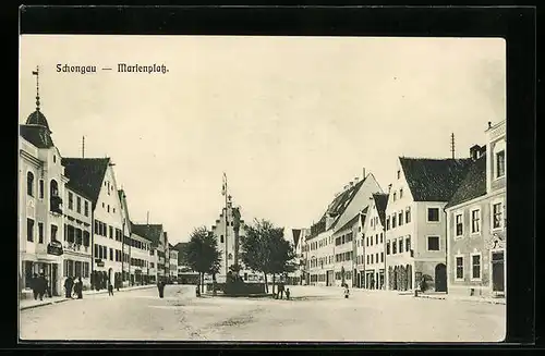 AK Schongau, Marienplatz mit Mariensäule